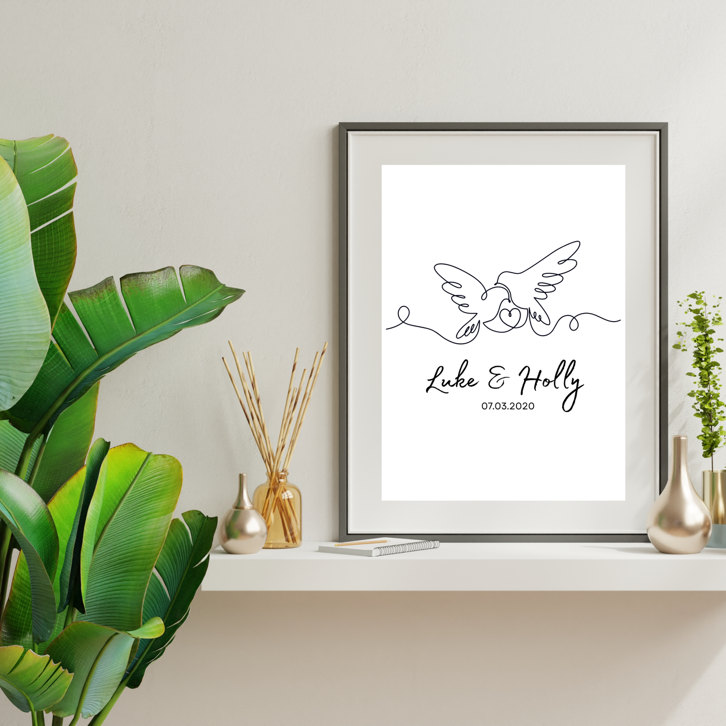 Doves – Wedding & Anniversary Personalised Name Print