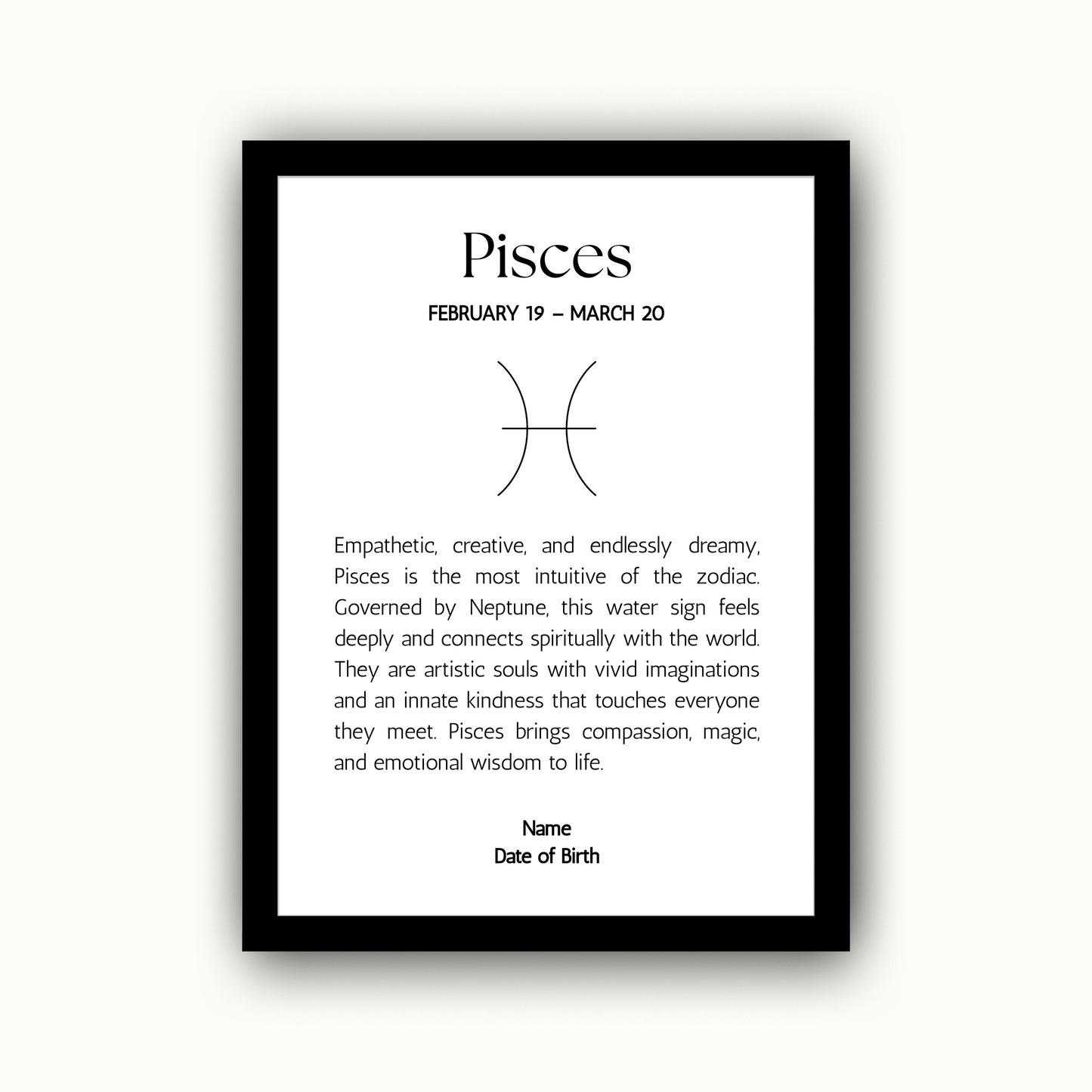 Classic Zodiac Star Sign - Personalised Name Print