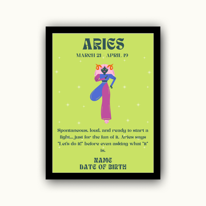 Fun Zodiac Star Sign - Personalised Name Print