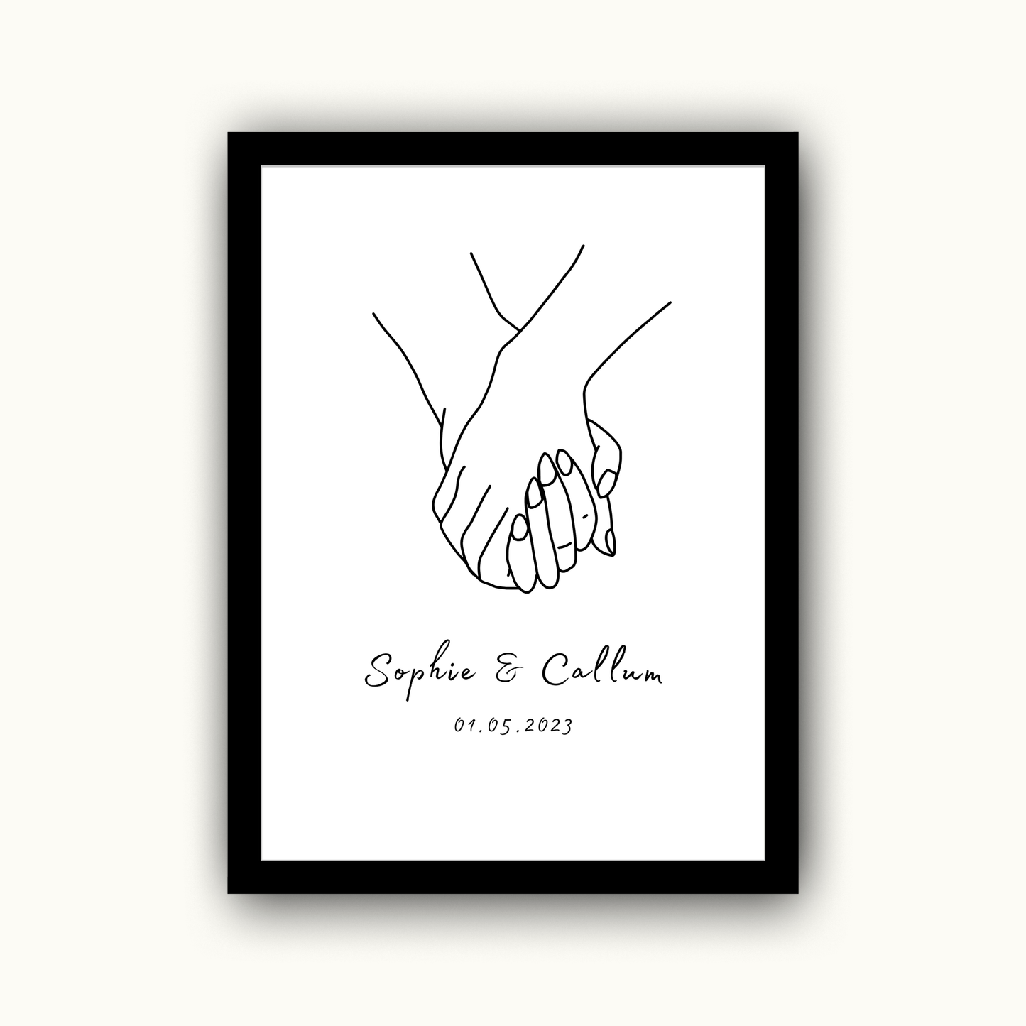 Holding Hands – Wedding & Anniversary Personalised Name Print