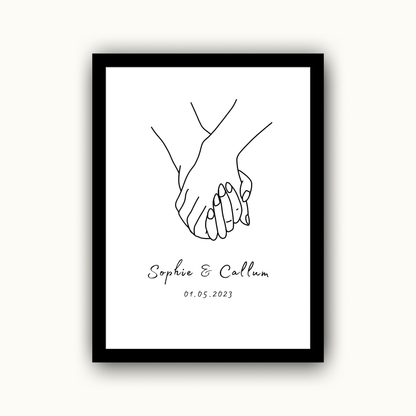 Holding Hands – Wedding & Anniversary Personalised Name Print