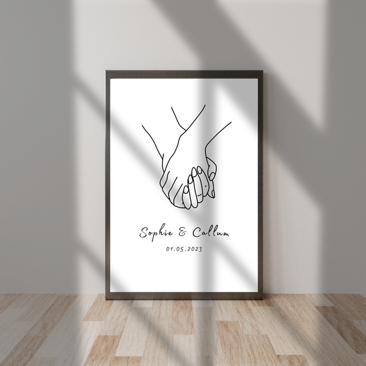 Holding Hands – Wedding & Anniversary Personalised Name Print