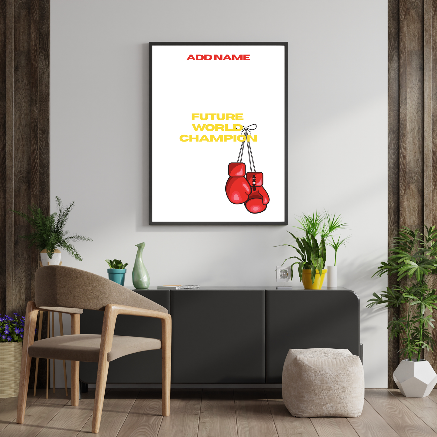Future World Champion – Boxing Gloves Personalised Name Print