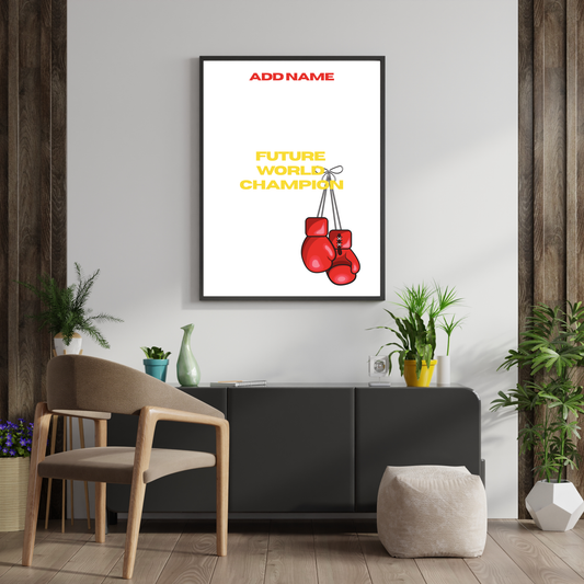 Future World Champion – Boxing Gloves Personalised Name Print
