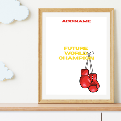 Future World Champion – Boxing Gloves Personalised Name Print