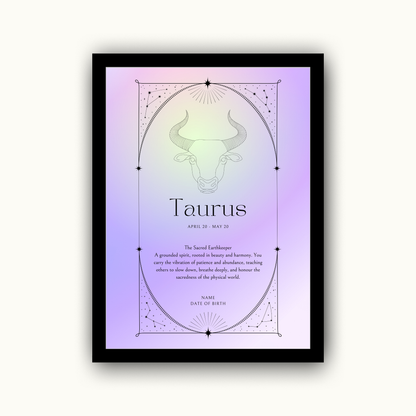 Spiritual Zodiac Star Sign - Personalised Name Print