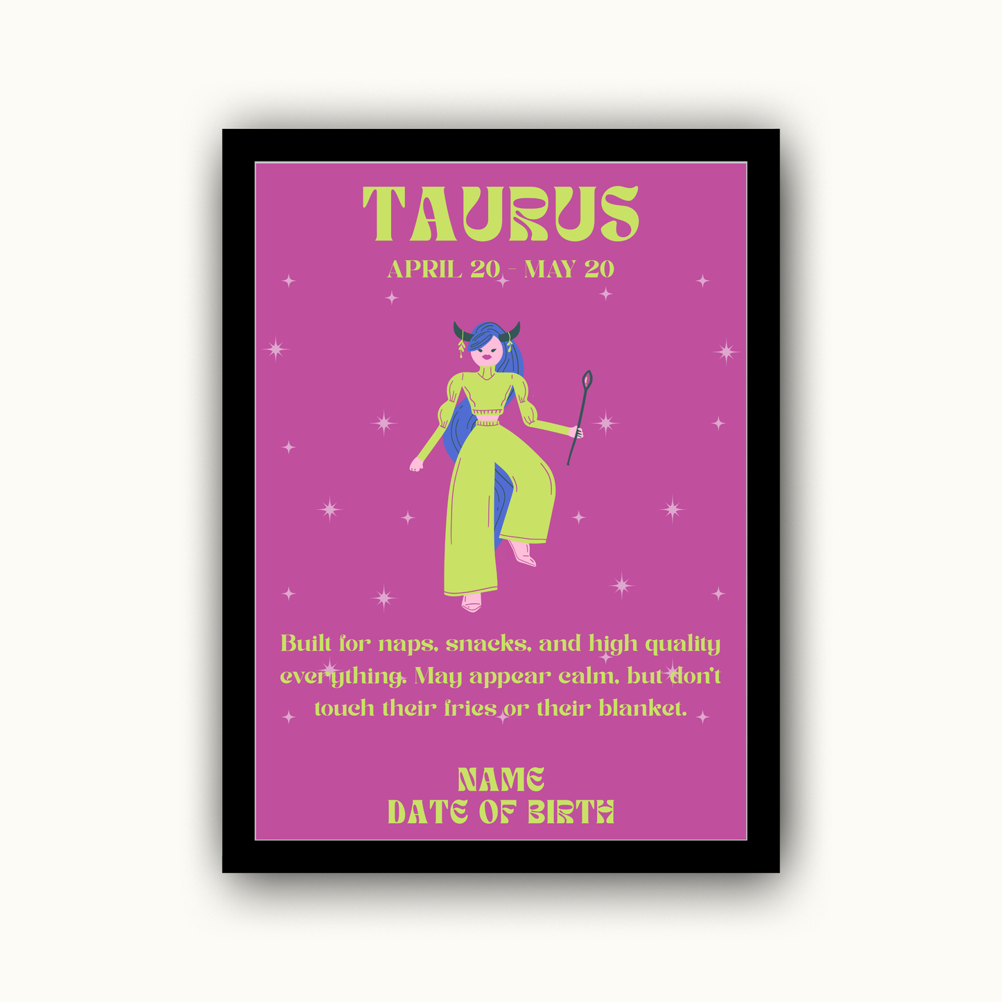 Fun Zodiac Star Sign - Personalised Name Print