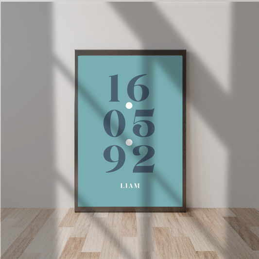 Blue Special Date – Personalised Name Print