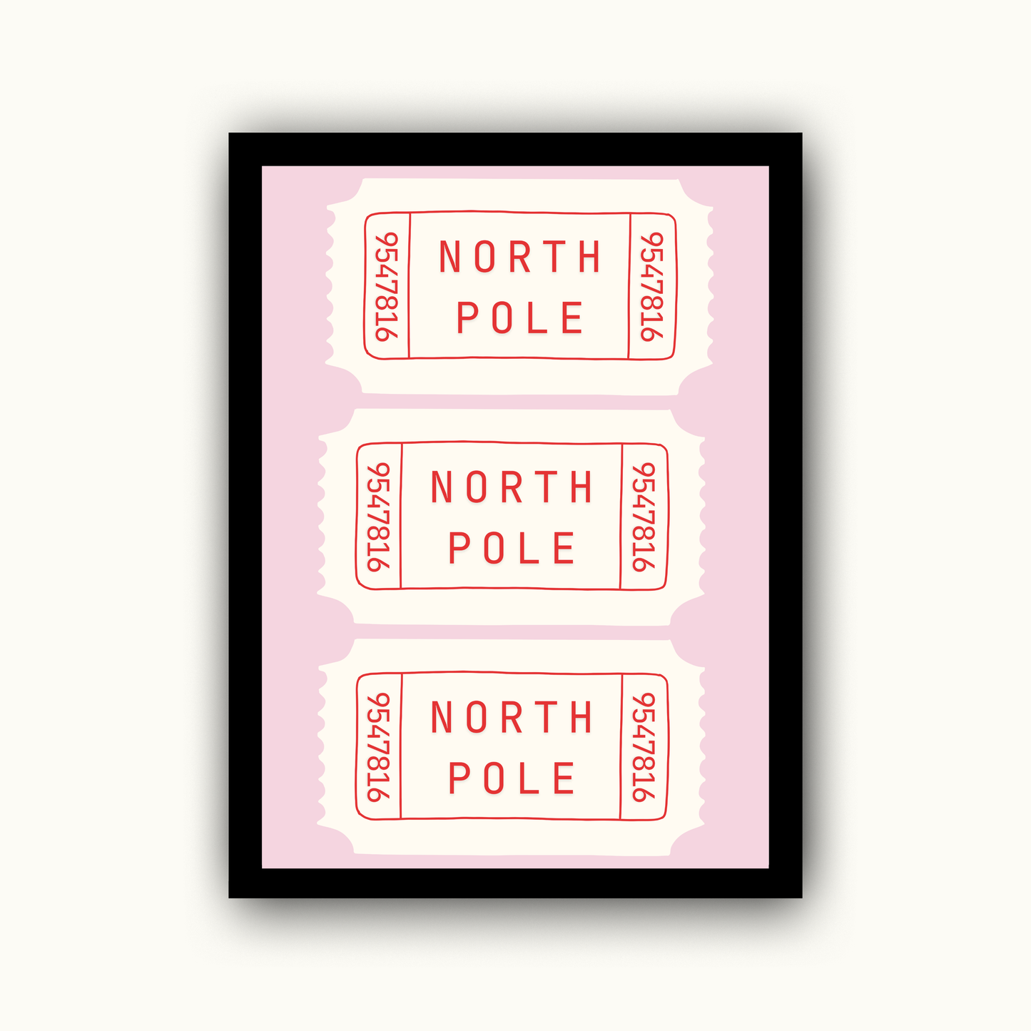 North Pole Tickets Christmas Print
