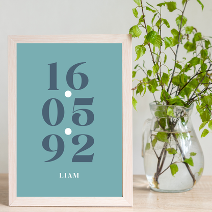 Blue Special Date – Personalised Name Print