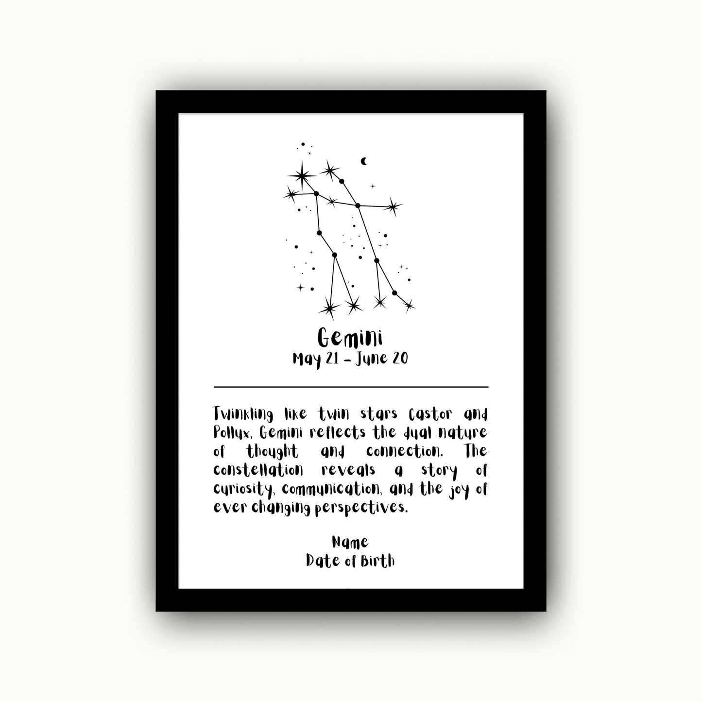 Constellation Zodiac Star Sign - Personalised Name Print