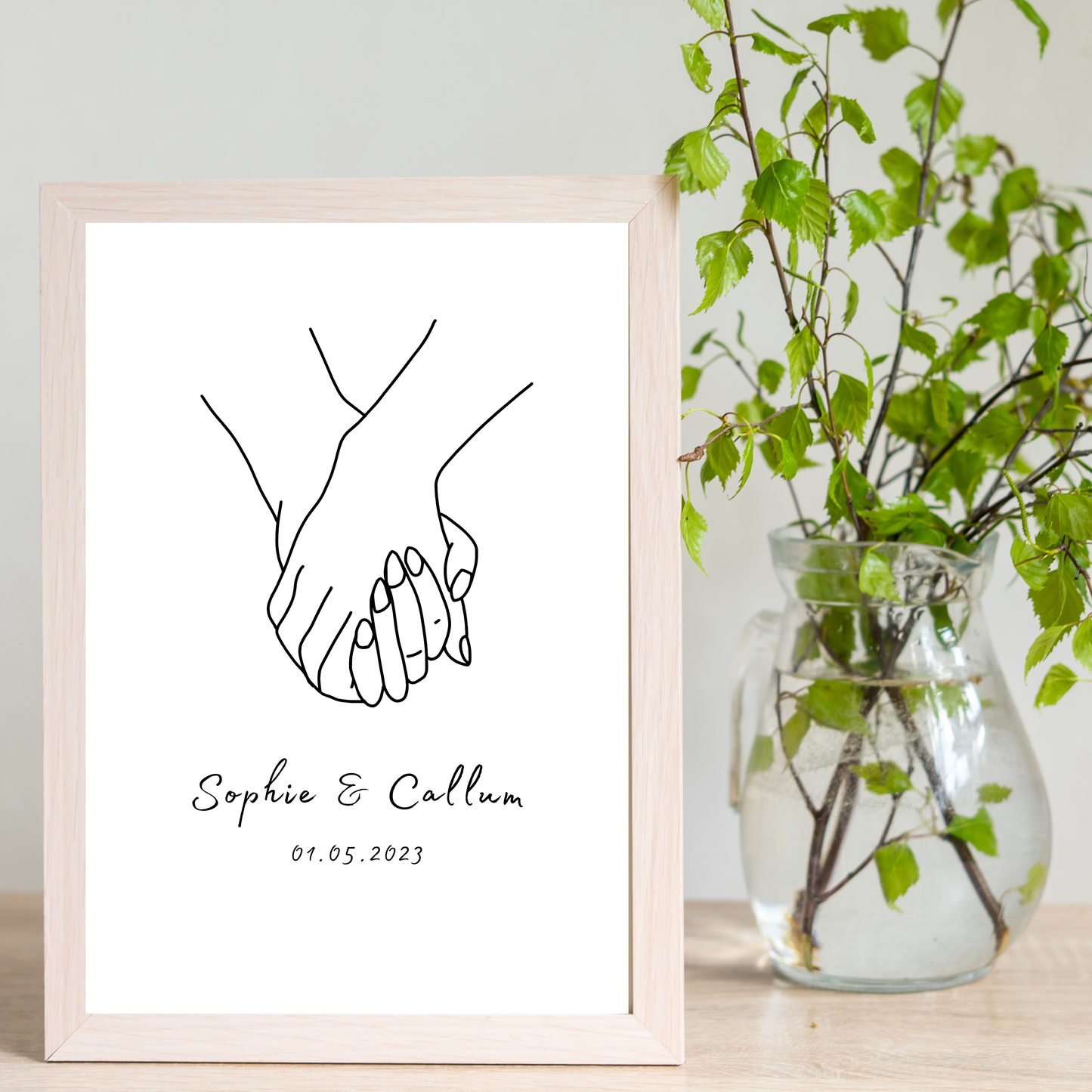 Holding Hands – Wedding & Anniversary Personalised Name Print