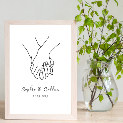 Holding Hands – Wedding & Anniversary Personalised Name Print