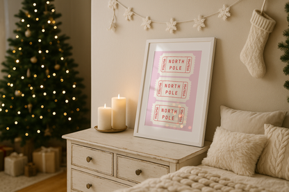North Pole Tickets Christmas Print