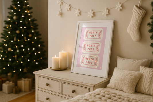 North Pole Tickets Christmas Print