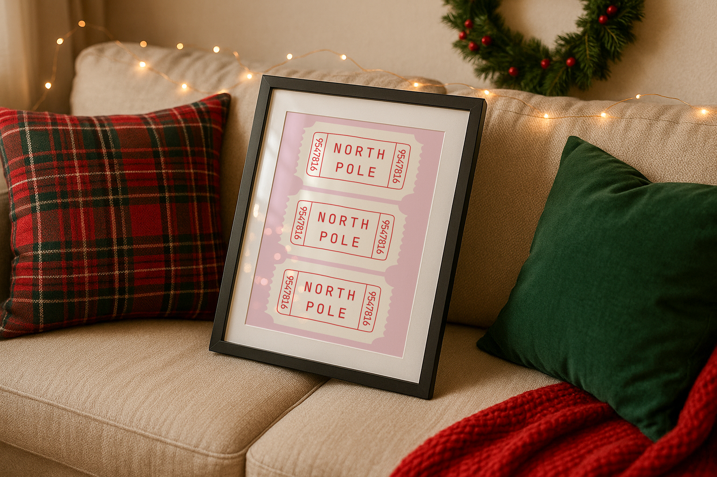 North Pole Tickets Christmas Print