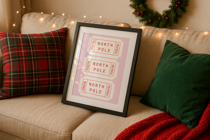 North Pole Tickets Christmas Print
