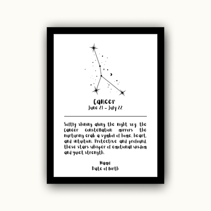 Constellation Zodiac Star Sign - Personalised Name Print