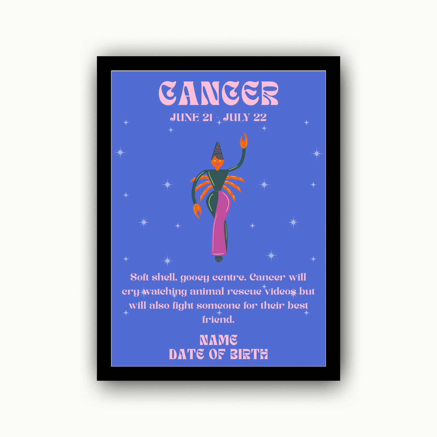 Fun Zodiac Star Sign - Personalised Name Print