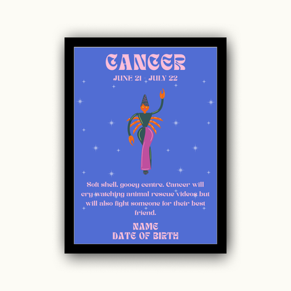 Fun Zodiac Star Sign - Personalised Name Print