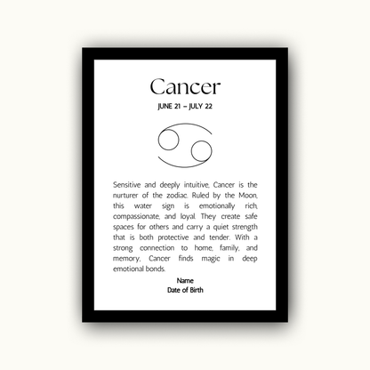 Classic Zodiac Star Sign - Personalised Name Print