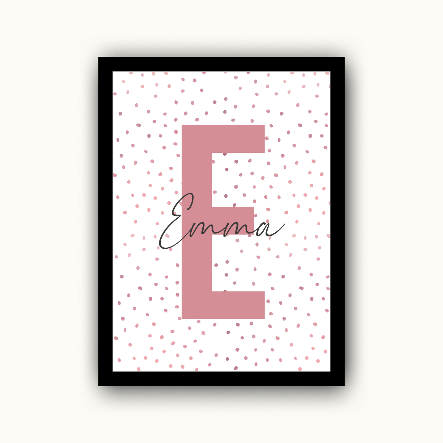 Pink Polka Dot Initial - Girls Personalised Name Print