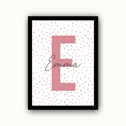 Pink Polka Dot Initial - Girls Personalised Name Print