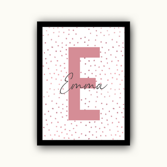 Pink Polka Dot Initial - Girls Personalised Name Print