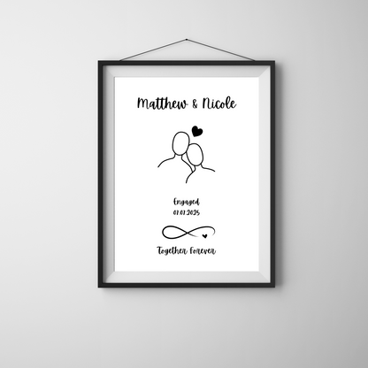 Silhouette - Engagement Personalised Name Print