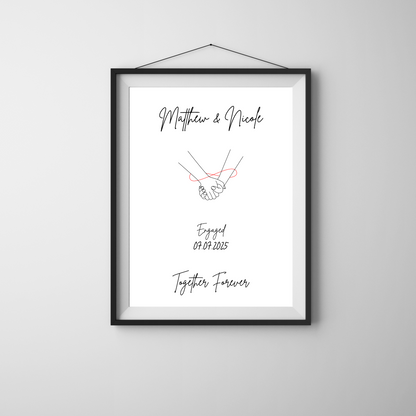 Minimalist Modern Line Art - Engagement Personalised Name Print