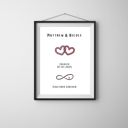 Heart - Engagement Personalised Name Print