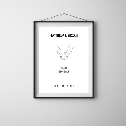 Minimalist Modern Line Art - Engagement Personalised Name Print