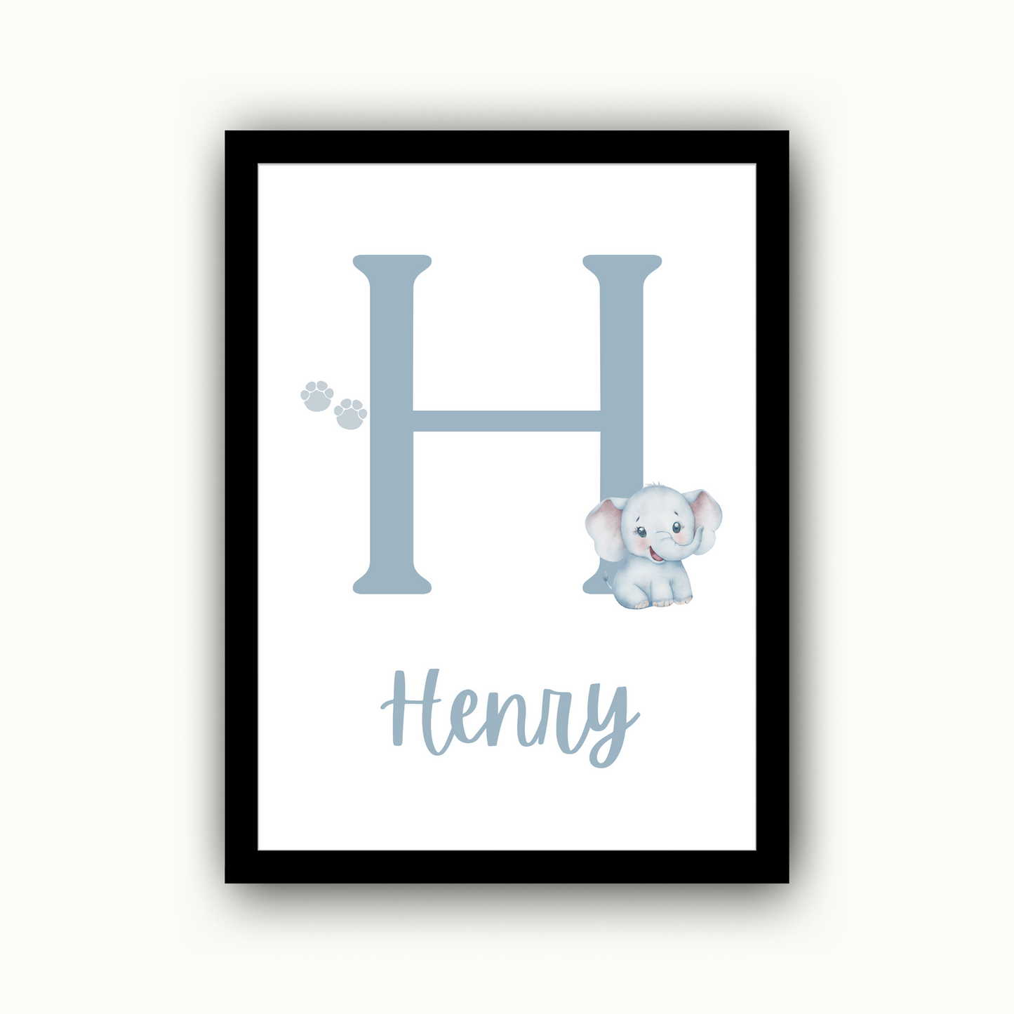 Elephant Initial - Boys Personalised Name Print